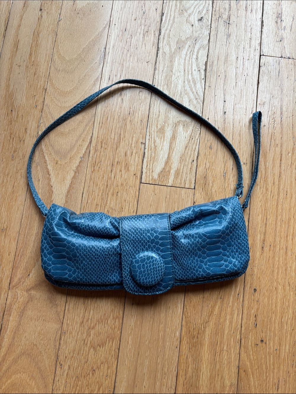 Blue Textured Mini Shoulder Bag
